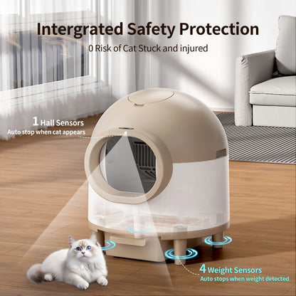 REDSASA 80L Smart Automatic Self-Cleaning Cat Litter Box – WiFi APP Control, UV Sterilization, Air Purification, Safety Sensors, for Multiple Cats up to 30 lbs