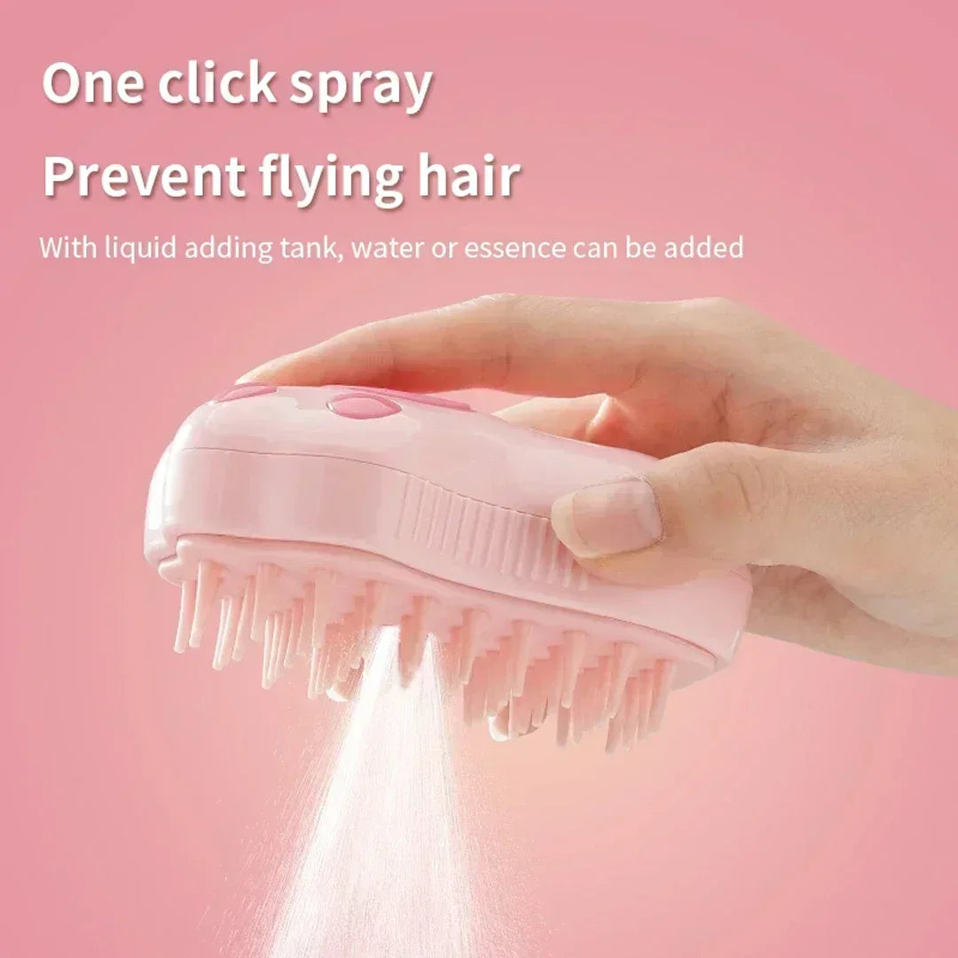 3-in-1 Electric Steam Pet Brush – Groom, Massage & De-Shed in One Easy Step!