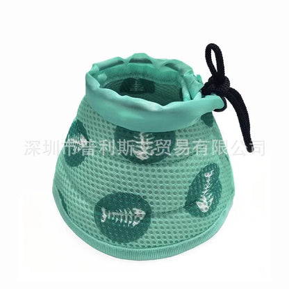 Adjustable Cat Cone Collar – Soft, Breathable, Anti-Bite Protective Recovery Neck Ring for Cats & Small Dogs