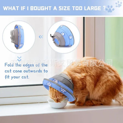 Adjustable Cat Cone Collar – Soft, Breathable, Anti-Bite Protective Recovery Neck Ring for Cats & Small Dogs