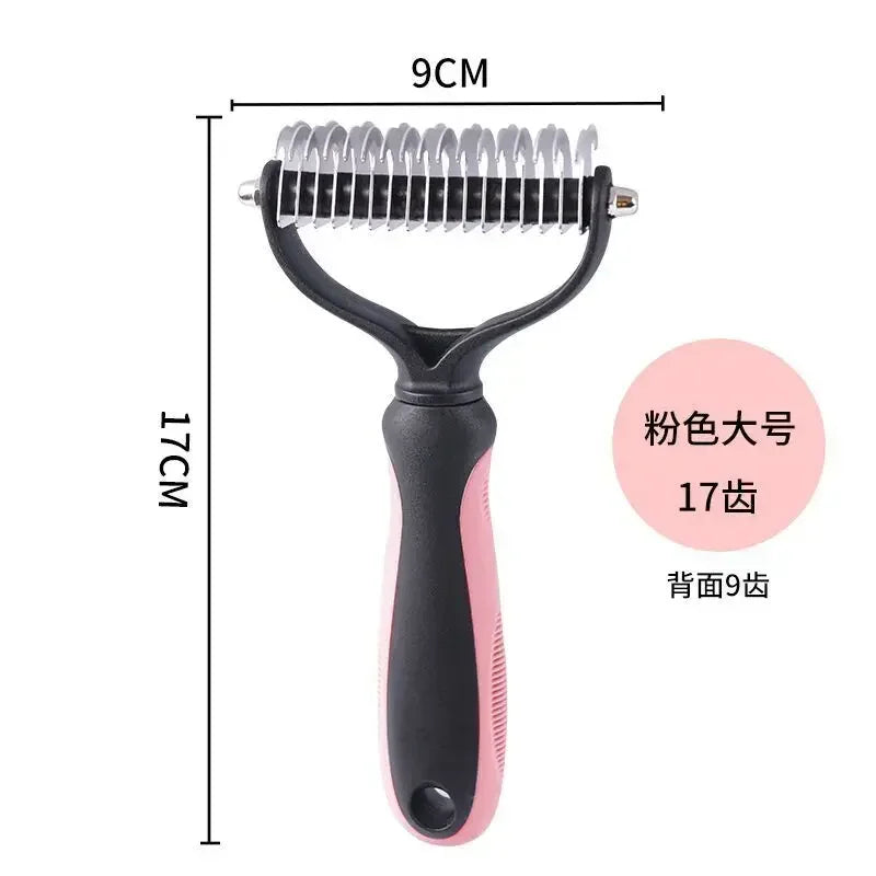 Professional 2-Sided Pet Deshedding Brush – Dog & Cat Dematting Comb | Undercoat Grooming Rake