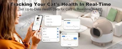 REDSASA 80L Smart Automatic Self-Cleaning Cat Litter Box – WiFi APP Control, UV Sterilization, Air Purification, Safety Sensors, for Multiple Cats up to 30 lbs