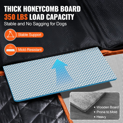 SucceBuy Back Seat Extender for Dogs – Heavy-Duty Dog Car Seat Cover Bed with Mesh Window, Waterproof Hammock, 350lbs Support, Storage Pocket – Travel Mat for All Dog Breeds