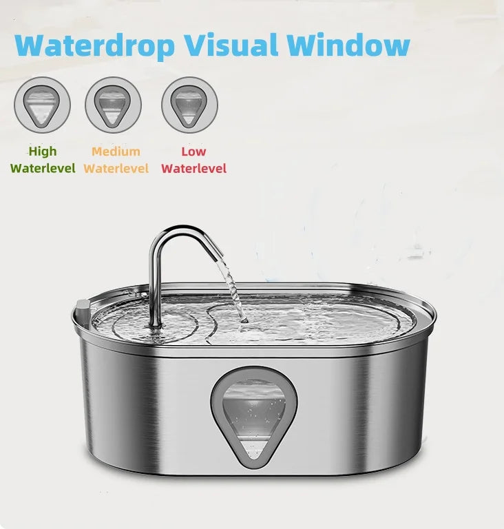 3.5L Large Capacity Stainless Steel Pet Water Fountain – Automatic Cat Water Dispenser with LED Light