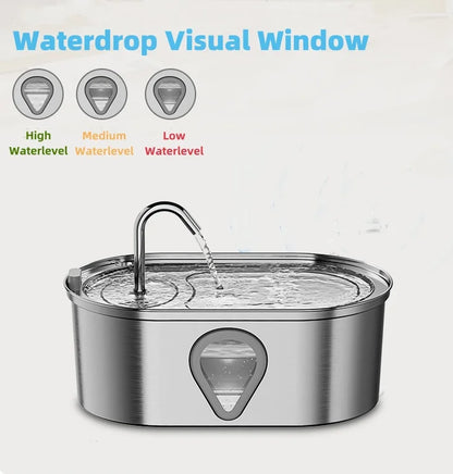 3.5L Large Capacity Stainless Steel Pet Water Fountain – Automatic Cat Water Dispenser with LED Light