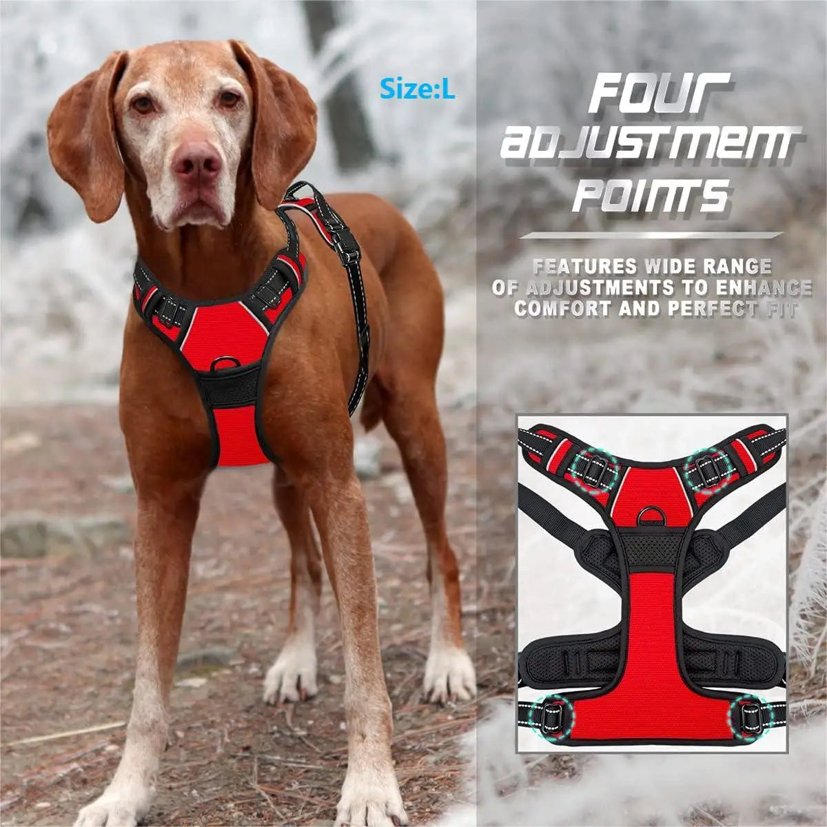No Pull Dog Harness – Reflective Front-Clip Vest with Easy Control Handle