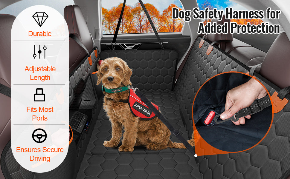 SucceBuy Back Seat Extender for Dogs – Heavy-Duty Dog Car Seat Cover Bed with Mesh Window, Waterproof Hammock, 350lbs Support, Storage Pocket – Travel Mat for All Dog Breeds
