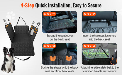 SucceBuy Back Seat Extender for Dogs – Heavy-Duty Dog Car Seat Cover Bed with Mesh Window, Waterproof Hammock, 350lbs Support, Storage Pocket – Travel Mat for All Dog Breeds